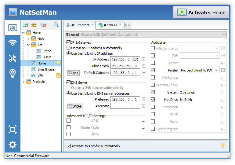 NetSetMan 主窗口界面