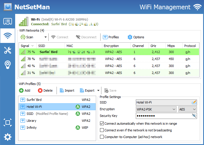 NetSetMan WiFi 管理界面